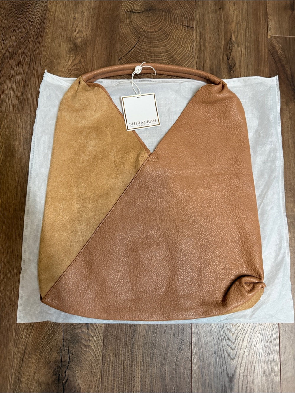 NWT Shiraleah Brown and Tan Two-Tone Hobo FAUX Leather Shoulder Bag